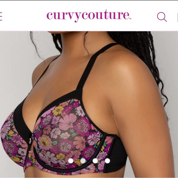 Curvy Couture Retro Roses Sheer Mesh Bra 38DDD - Picture 2 of 6